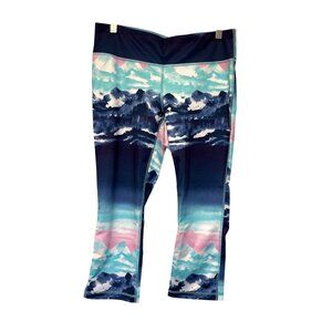 Ideology Watercolor Pattern Capri Leggings Size M Polyester Spandex Blend